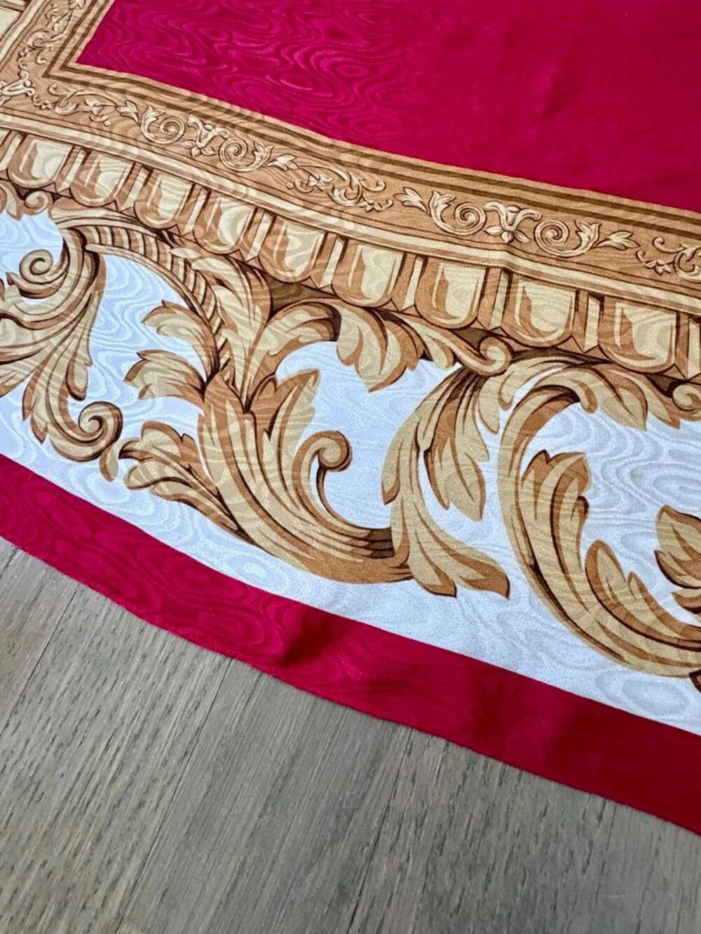 Talbots Vintage Silk Square Scarf,(1980/90s),Red/Gold Baroque,Collector Interest - Picture 8 of 9